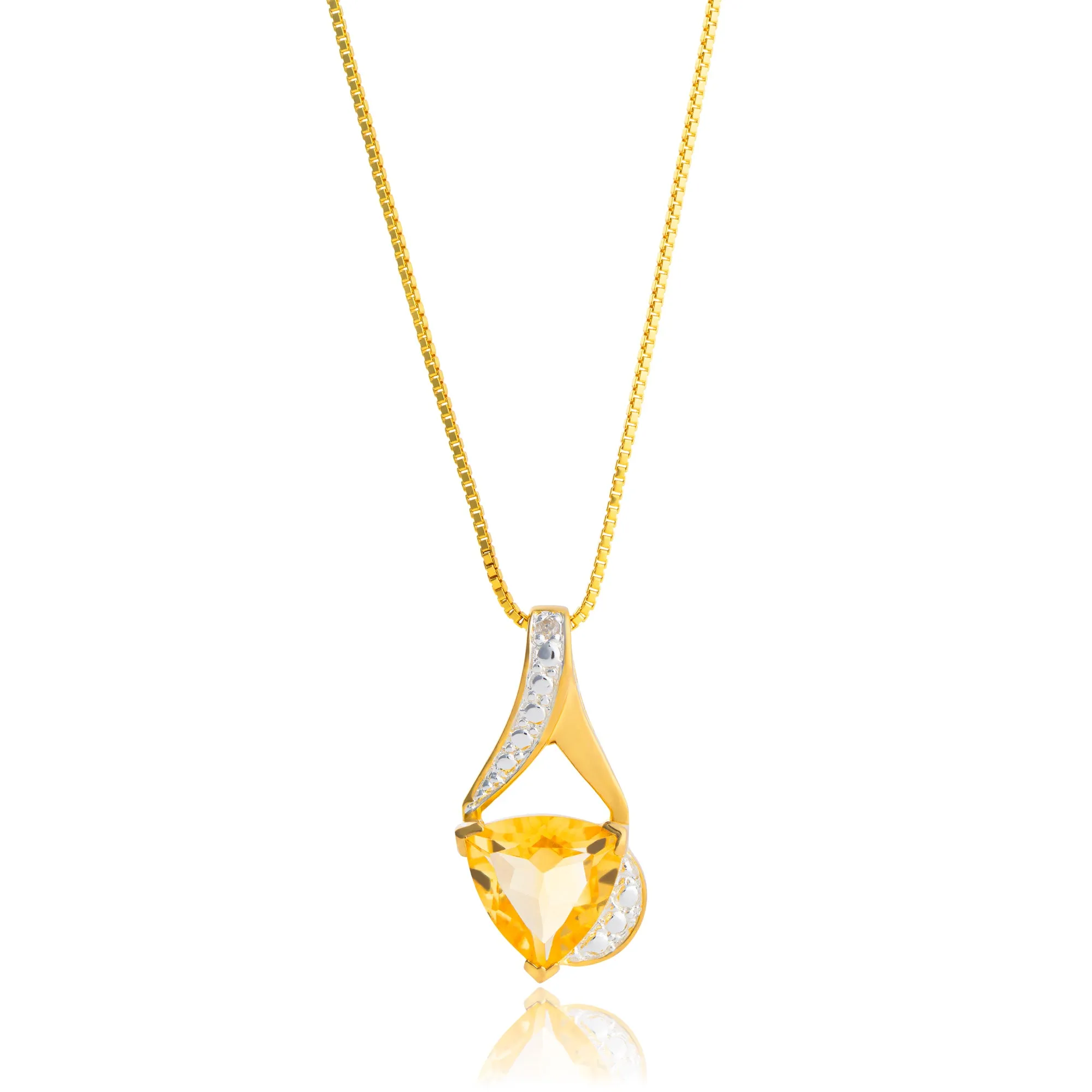 14K Yellow Gold Plated 8MM Cushion Cut Gemstone Pendant Necklace