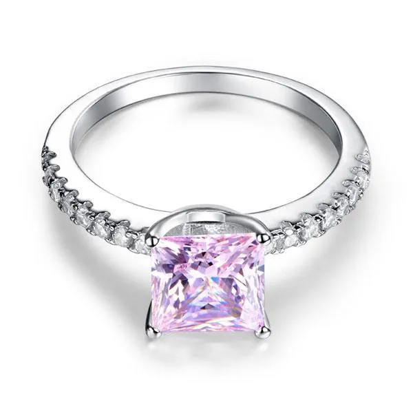 1.5 Ct Fancy Pink Created Zirconia 925 Sterling Silver Wedding Ring Promise Anniversary MXFR8246