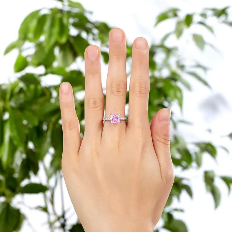 1.5 Ct Fancy Pink Created Zirconia 925 Sterling Silver Wedding Ring Promise Anniversary MXFR8246