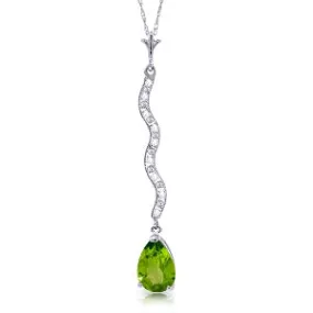 1.79 Carat 14K Solid White Gold Necklace Diamond Peridot