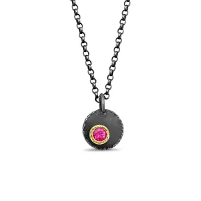 18k Gold and Silver Pink Spinel Pendant Necklace - ISABELLA