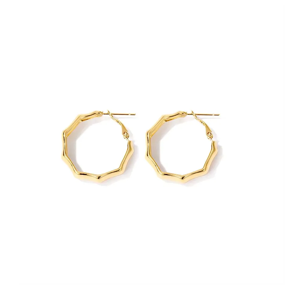 18K Gold-Filled bamboo Shaped Earrings for Women