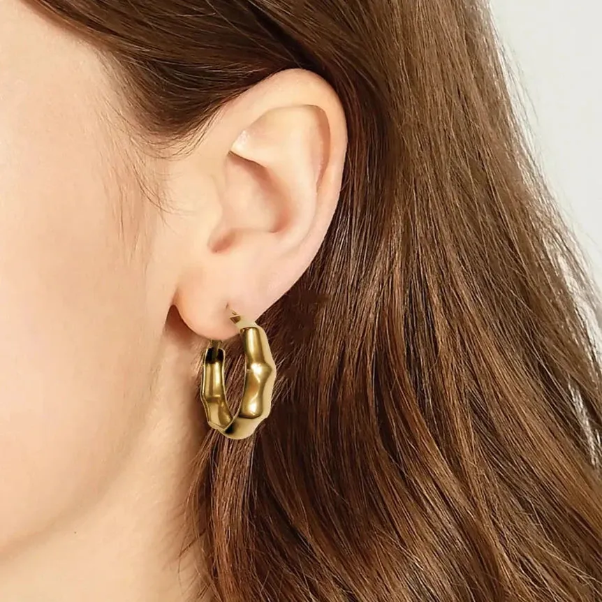 18K Gold-Filled bamboo Shaped Earrings for Women