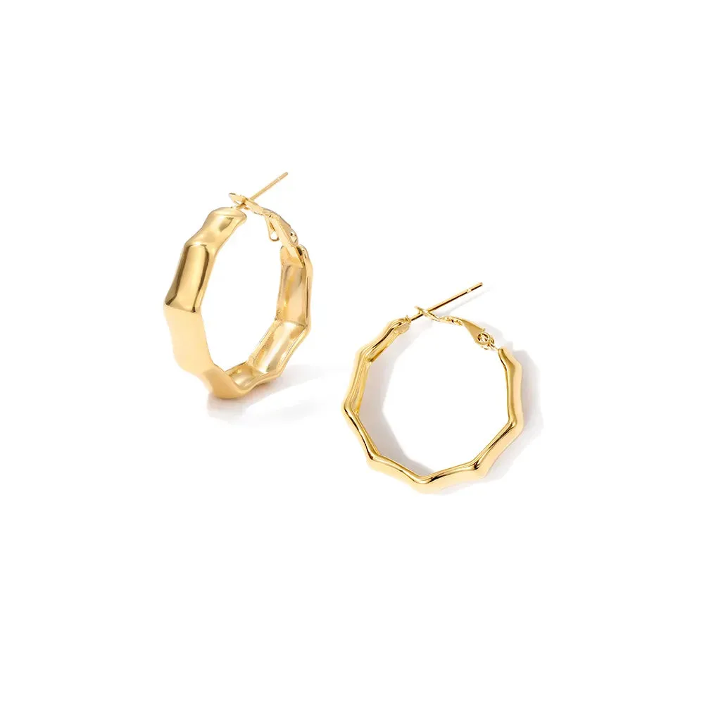 18K Gold-Filled bamboo Shaped Earrings for Women