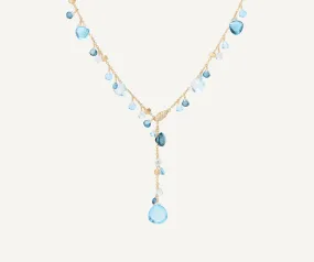 18K Yellow Gold Mixed Topaz Lariat Necklace