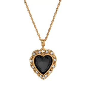 1928 Jewelry Crystal Heart & Stone Pendant Necklace 16"