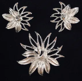 1969 Sarah Coventry Demi-Flower Brooch & Earrings