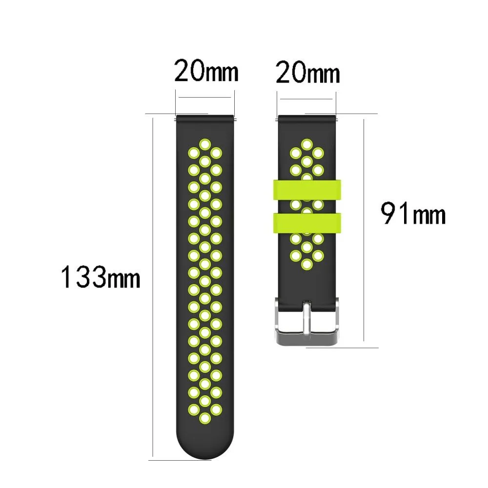 20mm Universal dual color silicone watch strap - Grey / White