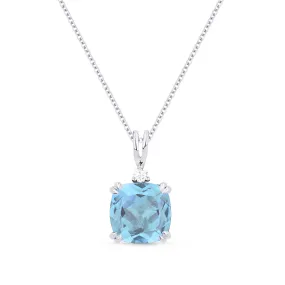 2.24ct Blue Topaz 16"Pendant Necklace in 14K White Gold