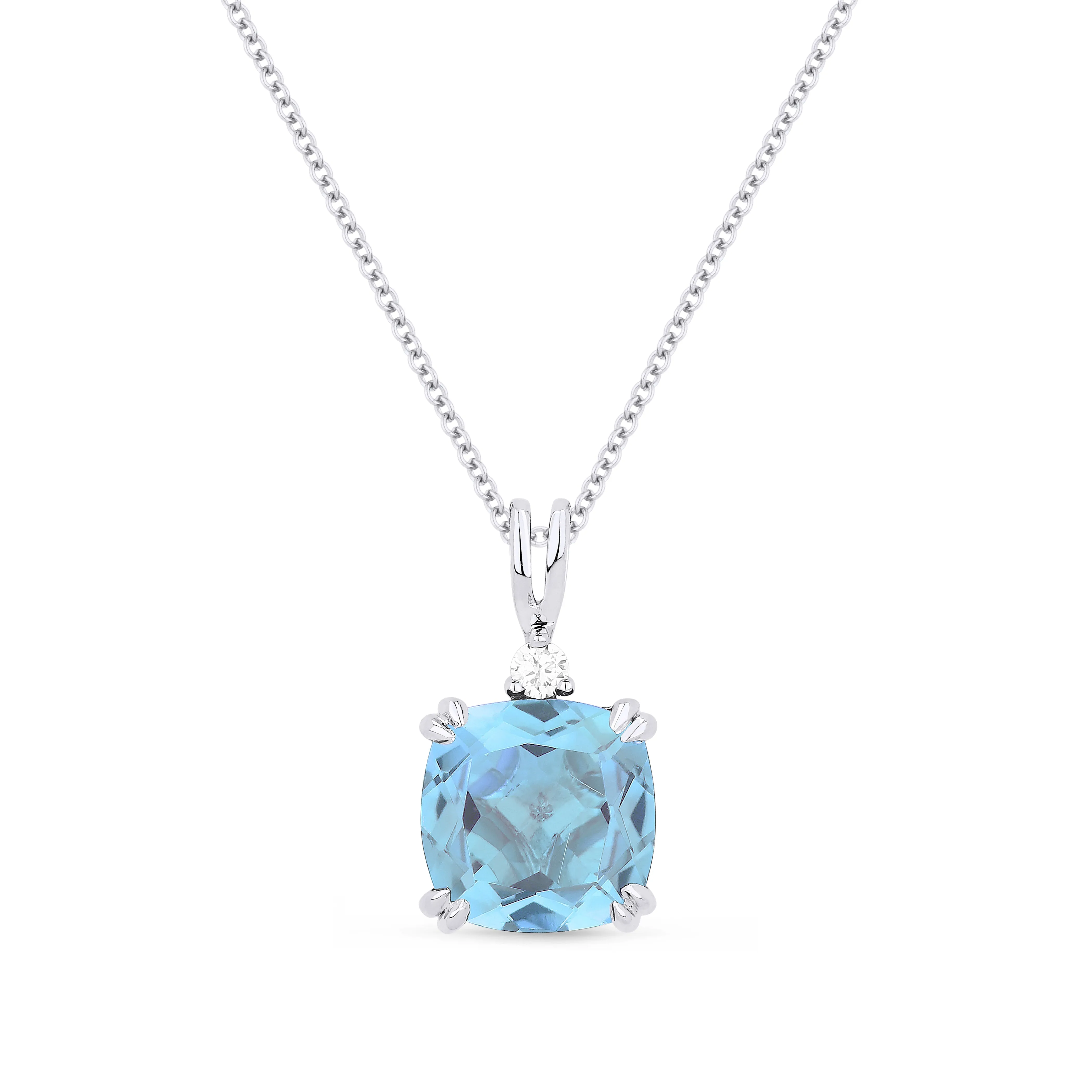 2.24ct Blue Topaz 16"Pendant Necklace in 14K White Gold
