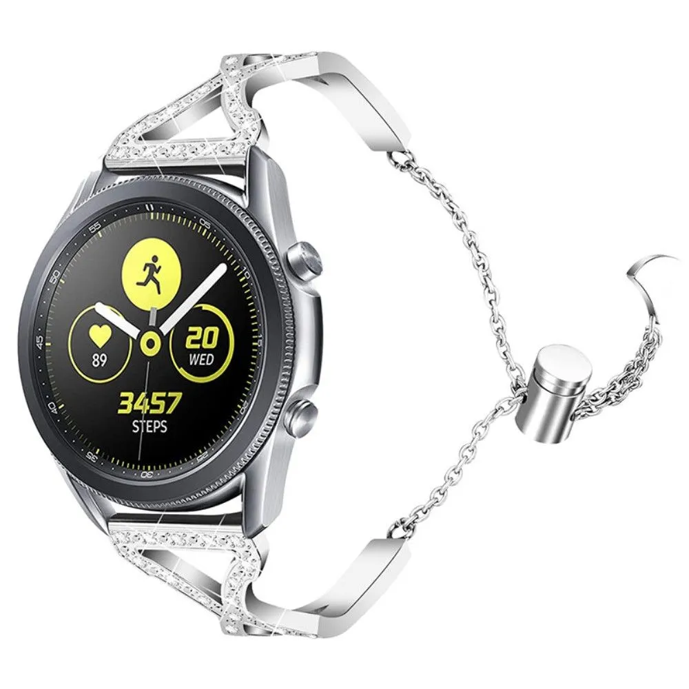 22mm Samsung Galaxy Watch 3 (45mm) / Watch (46mm) rhinestone décor stainless steel watch strap - Silver