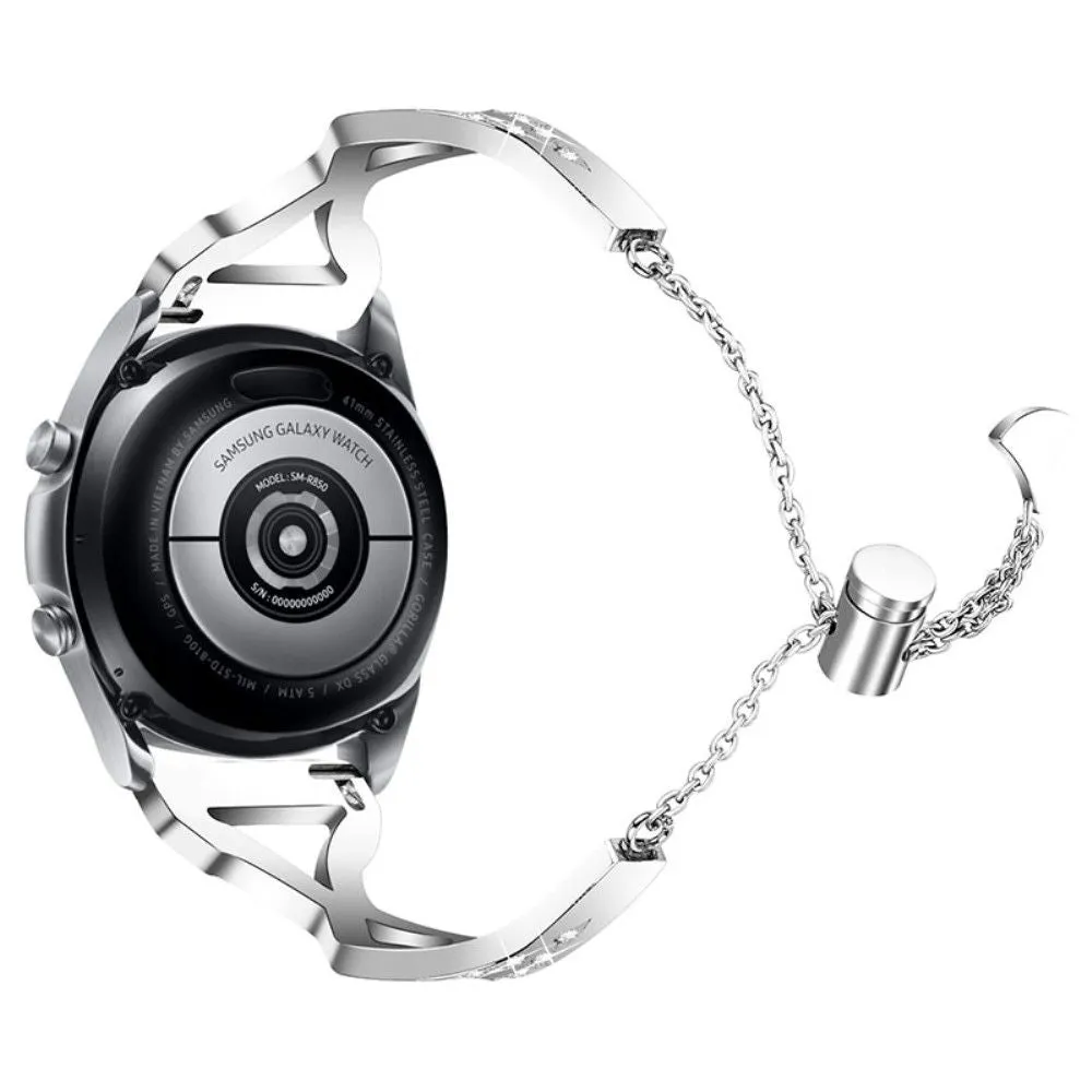22mm Samsung Galaxy Watch 3 (45mm) / Watch (46mm) rhinestone décor stainless steel watch strap - Silver