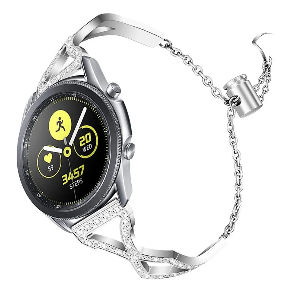 22mm Samsung Galaxy Watch 3 (45mm) / Watch (46mm) rhinestone décor stainless steel watch strap - Silver