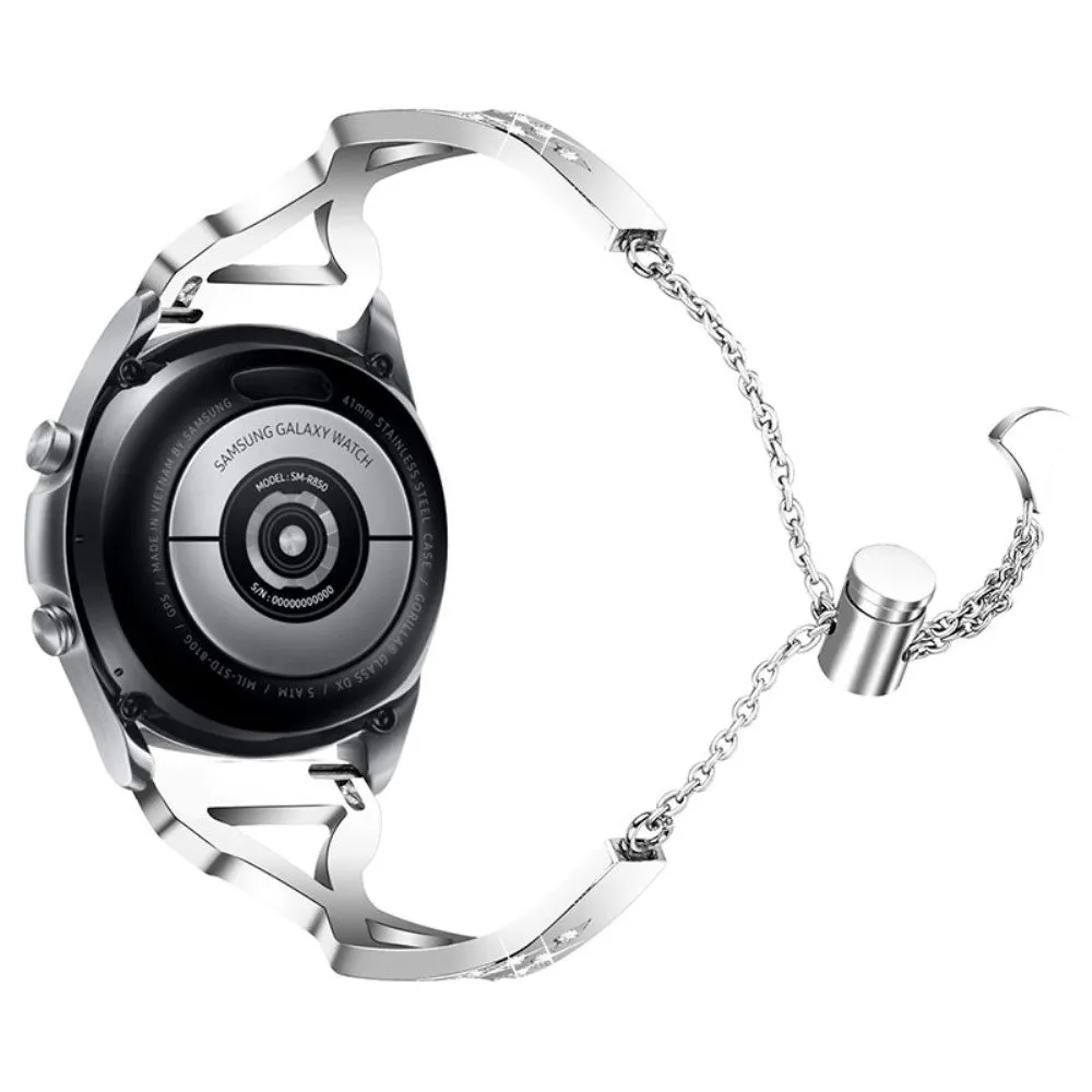 22mm Samsung Galaxy Watch 3 (45mm) / Watch (46mm) rhinestone décor stainless steel watch strap - Silver