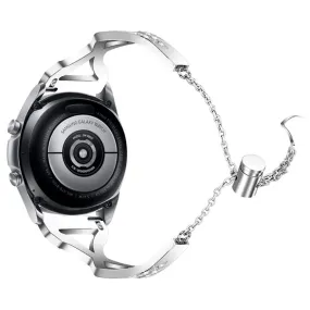 22mm Samsung Galaxy Watch 3 (45mm) / Watch (46mm) rhinestone décor stainless steel watch strap - Silver