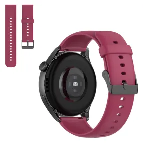 22mm silicone watch strap in stainless steel buckle for Huawei watch - Wine Red
