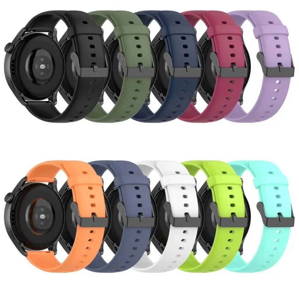 22mm silicone watch strap in stainless steel buckle for Huawei watch - Wine Red