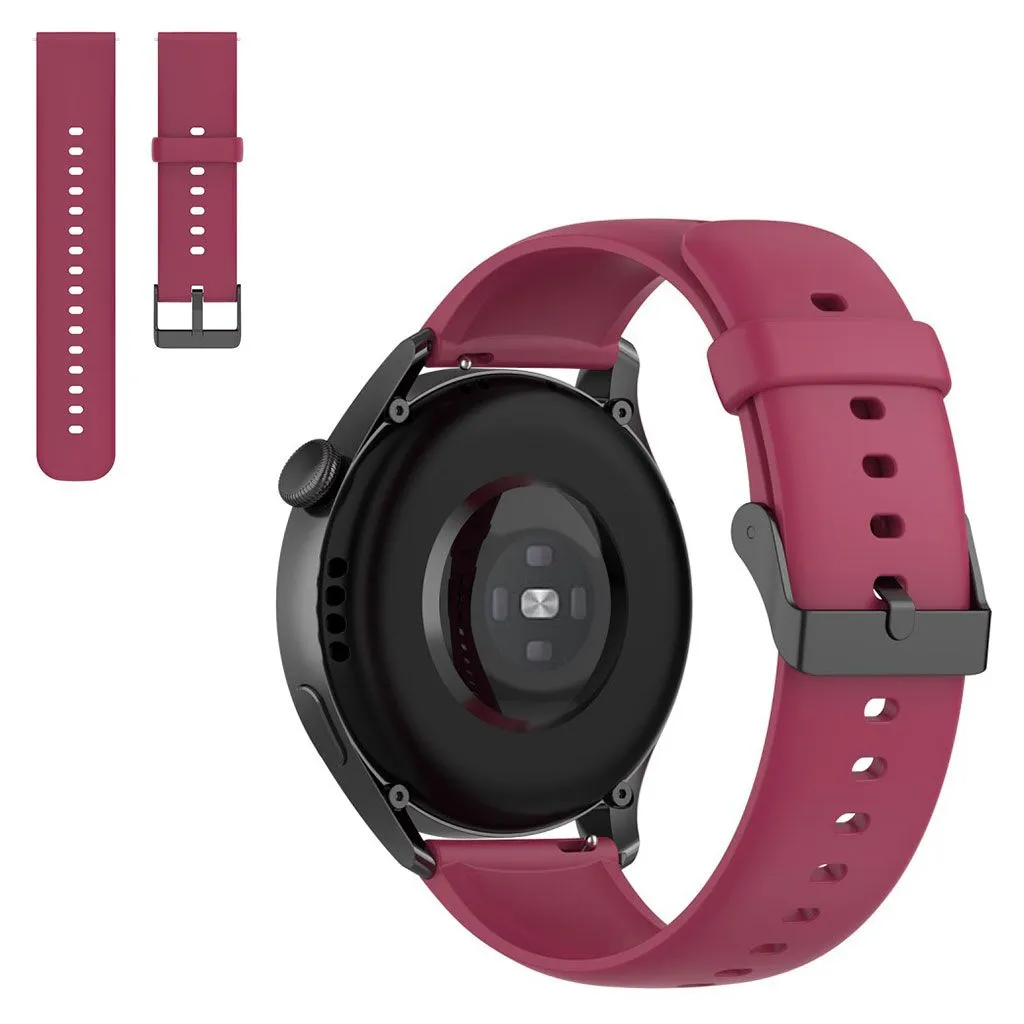 22mm silicone watch strap in stainless steel buckle for Huawei watch - Wine Red