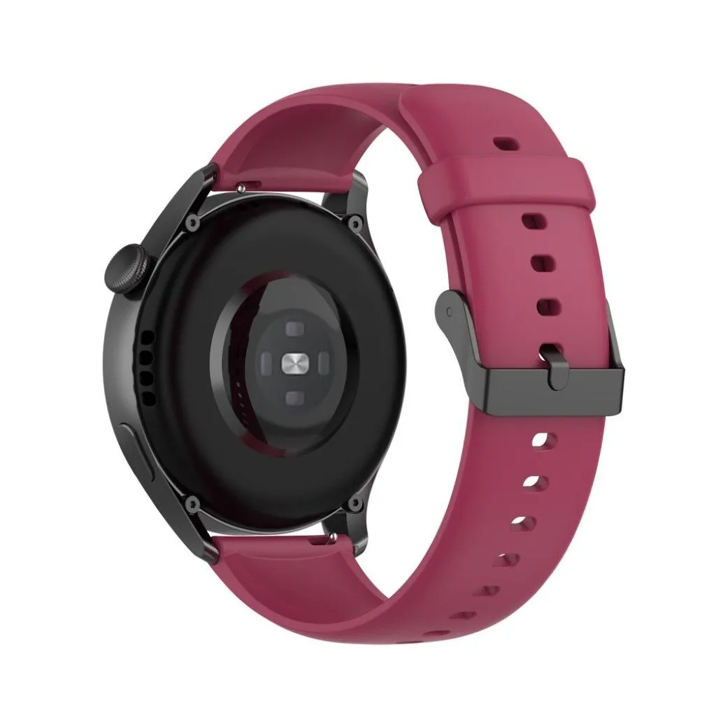 22mm silicone watch strap in stainless steel buckle for Huawei watch - Wine Red
