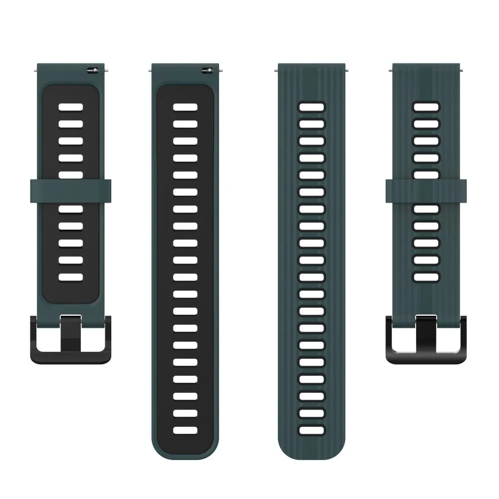 22mm Universal dual-color silicone watch strap - Green / Black