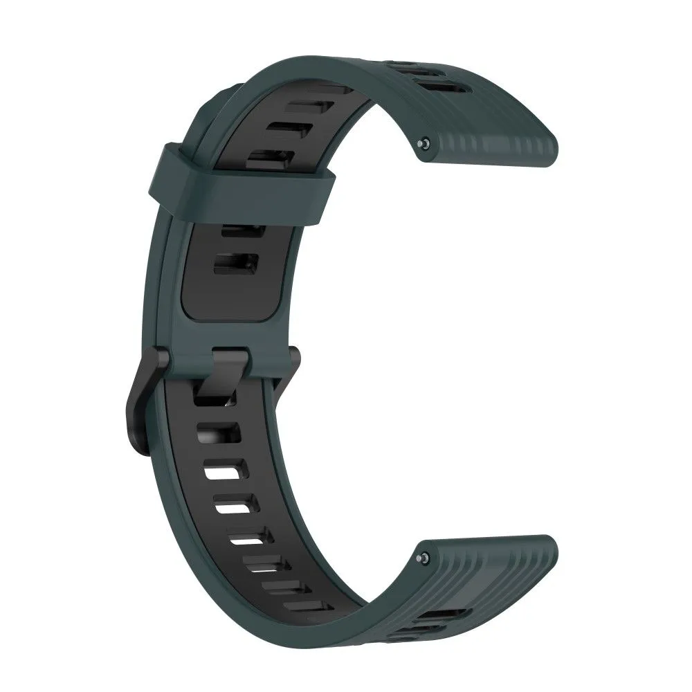 22mm Universal dual-color silicone watch strap - Green / Black