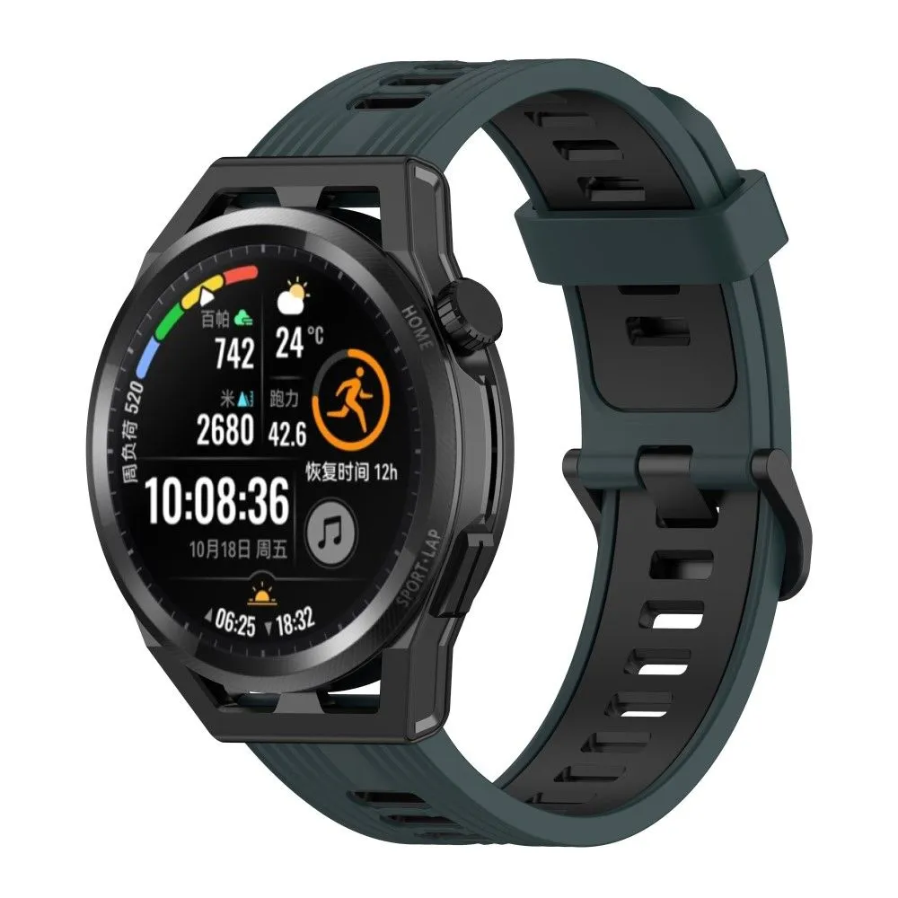 22mm Universal dual-color silicone watch strap - Green / Black