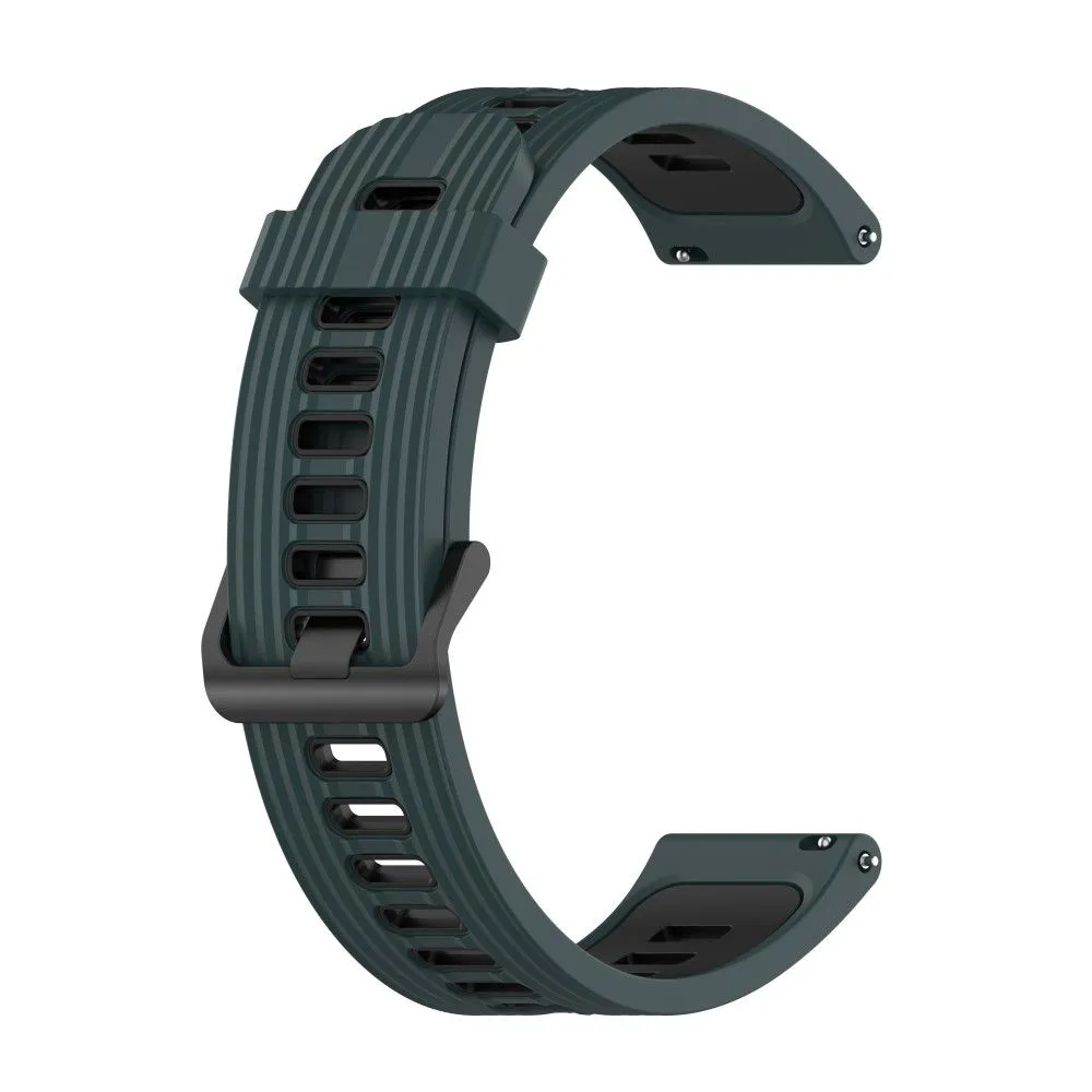 22mm Universal dual-color silicone watch strap - Green / Black