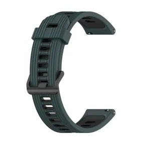 22mm Universal dual-color silicone watch strap - Green / Black