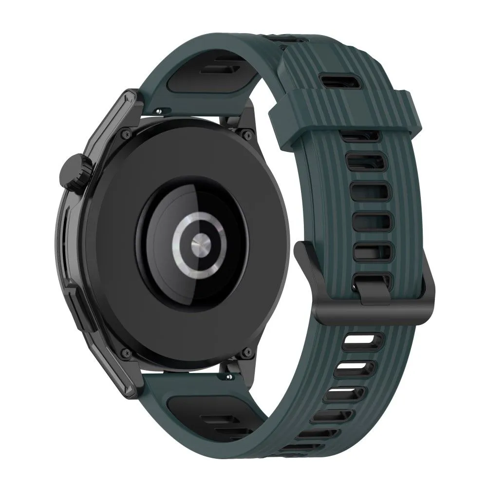 22mm Universal dual-color silicone watch strap - Green / Black