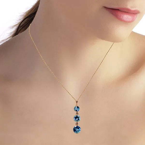 3.6 Carat 14K Solid Rose Gold Rainfall Blue Topaz Necklace