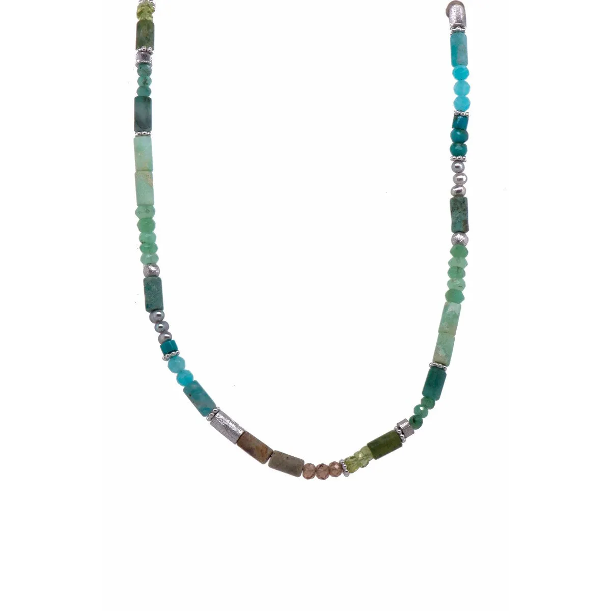 3mm Chrysoprase, Amazonite, Jasper, Emerald, Prehnite, Peridot, Zircon, Turquoise, Chrysocolla, Pearls 24K Gold Vermeil Necklace