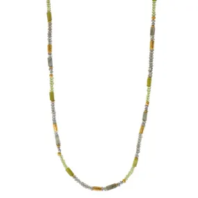 3mm Labradorite, Peridot & Prehnite 24K Gold Vermeil Necklace