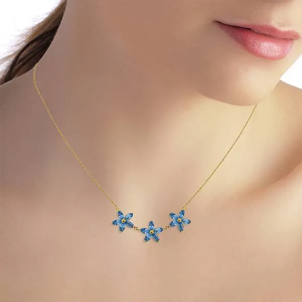 4.2 Carat 14K Solid Yellow Gold Inheritance Of Joy Blue Topaz Necklace