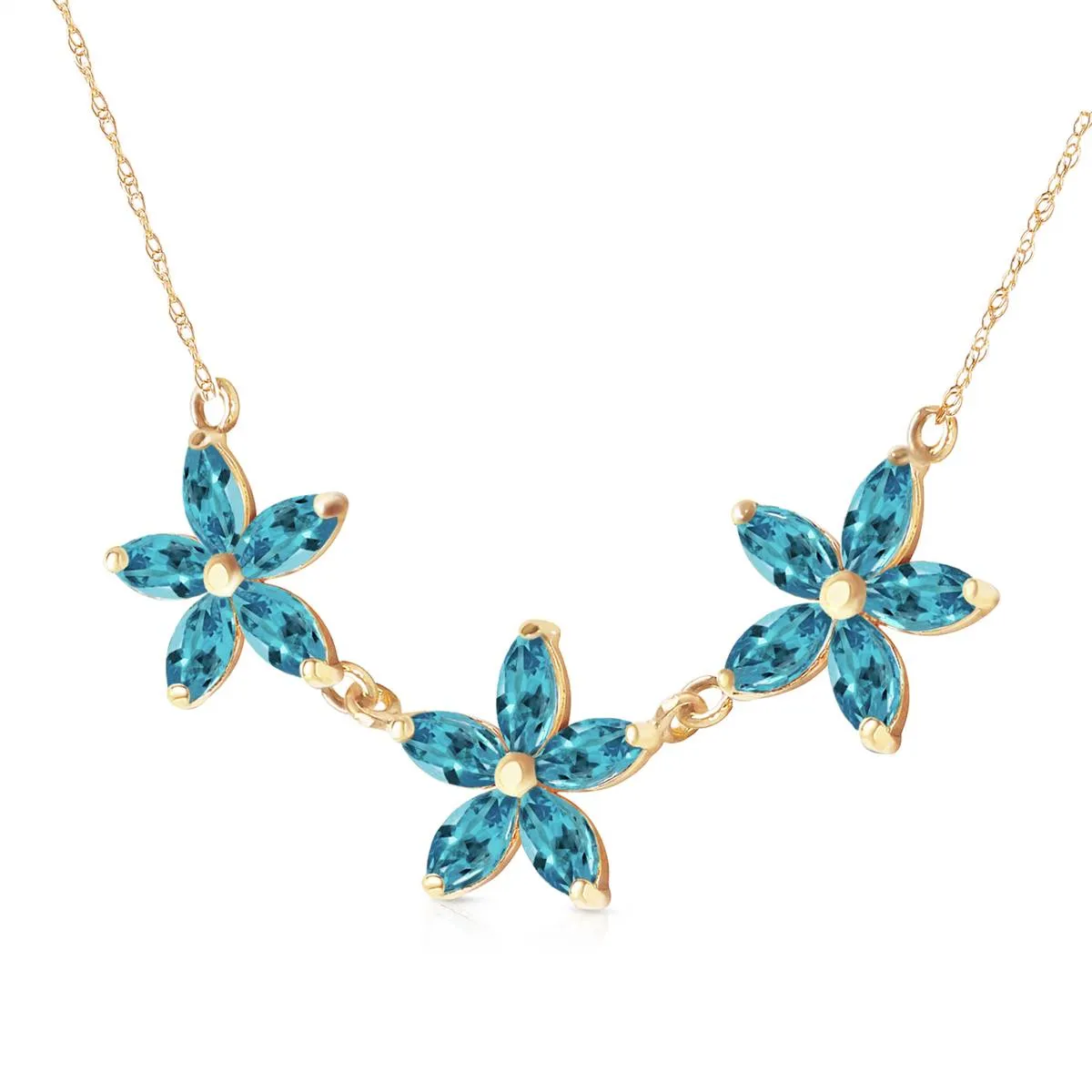 4.2 Carat 14K Solid Yellow Gold Inheritance Of Joy Blue Topaz Necklace