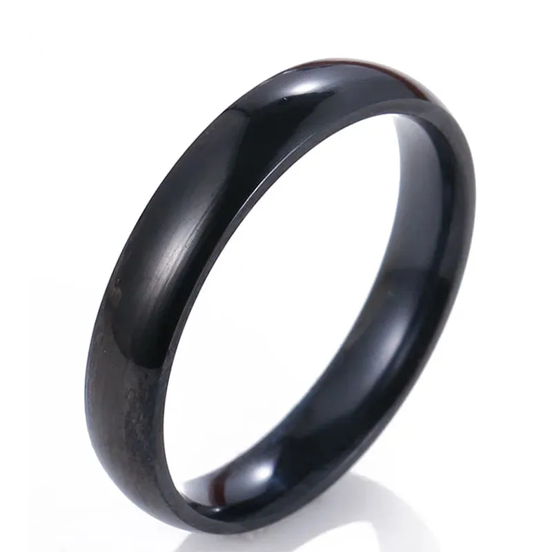 4mm High Quality Stainless Steel Wholesale Simple Ring Fashion Silver Color Ring For Women Men Exclusive Couple Wedding Ring