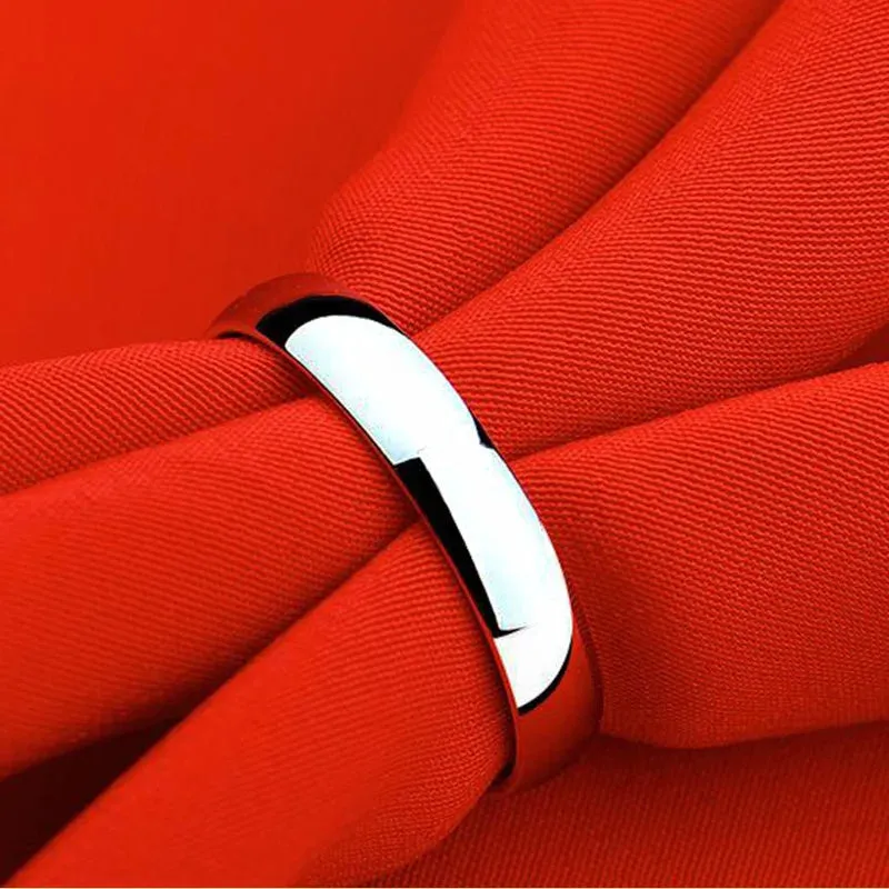 4mm High Quality Stainless Steel Wholesale Simple Ring Fashion Silver Color Ring For Women Men Exclusive Couple Wedding Ring