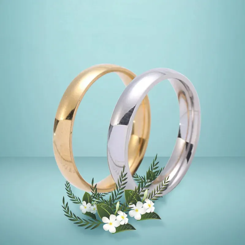 4mm High Quality Stainless Steel Wholesale Simple Ring Fashion Silver Color Ring For Women Men Exclusive Couple Wedding Ring