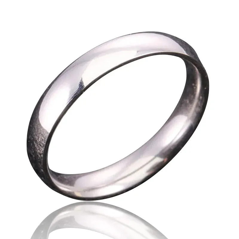 4mm High Quality Stainless Steel Wholesale Simple Ring Fashion Silver Color Ring For Women Men Exclusive Couple Wedding Ring