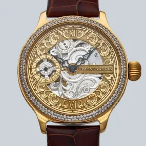50mm silver dial leather band wristwatch with ULYSSE NARDIN pocket watch arranged