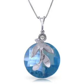 5.32 Carat 14K Solid White Gold Necklace Checkerboard Cut Blue Topaz Diamond