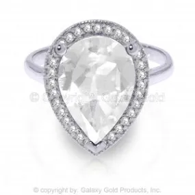 5.61 Carat 14K Solid White Gold White Orchid White Topaz Diamond Ring