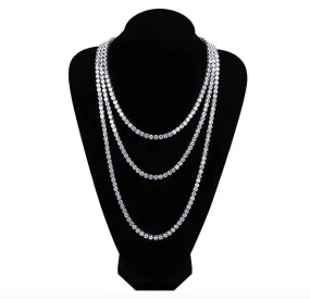 6mm Tennis Chain Stud Diamond Tennis Necklace Men Hip Hop Jewelry Chain Prong Set Gold Silver Metal Alloy 16 - 30in.