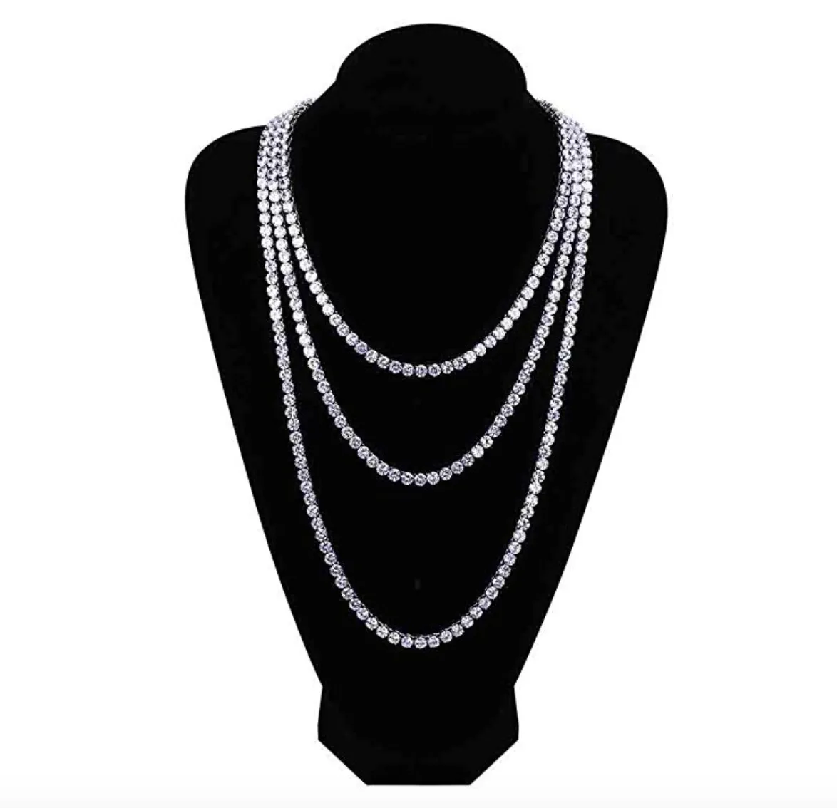 6mm Tennis Chain Stud Diamond Tennis Necklace Men Hip Hop Jewelry Chain Prong Set Gold Silver Metal Alloy 16 - 30in.
