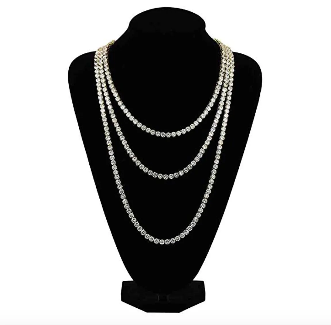 6mm Tennis Chain Stud Diamond Tennis Necklace Men Hip Hop Jewelry Chain Prong Set Gold Silver Metal Alloy 16 - 30in.