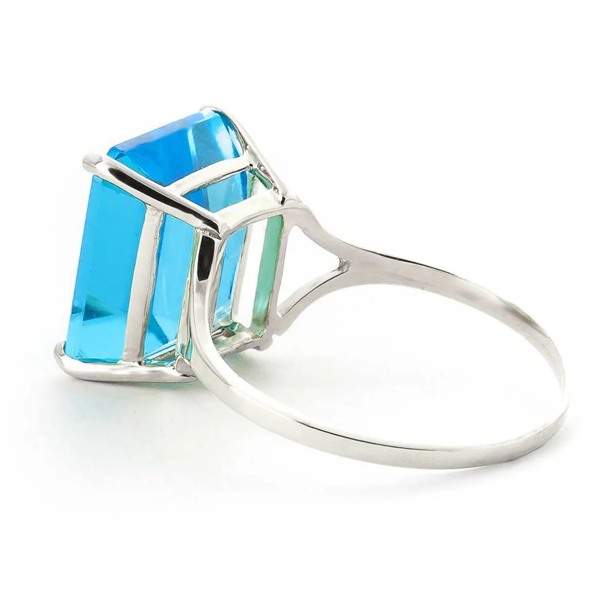 7 Carat 14K Solid White Gold Ring Natural Octagon Blue Topaz