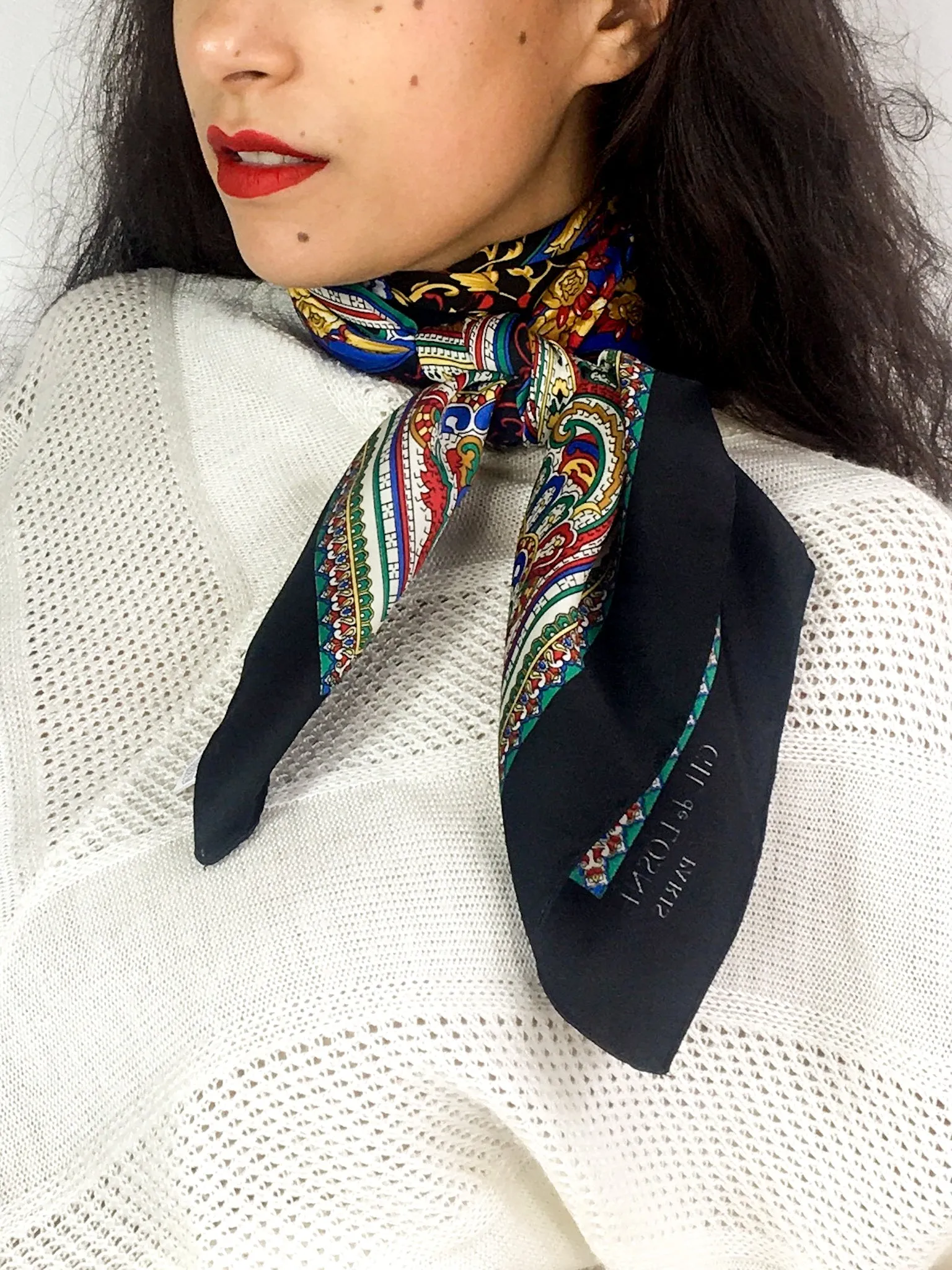 80s vintage large GIL de LOSNE PARIS classic scarf 💌 FREE SHIPPING