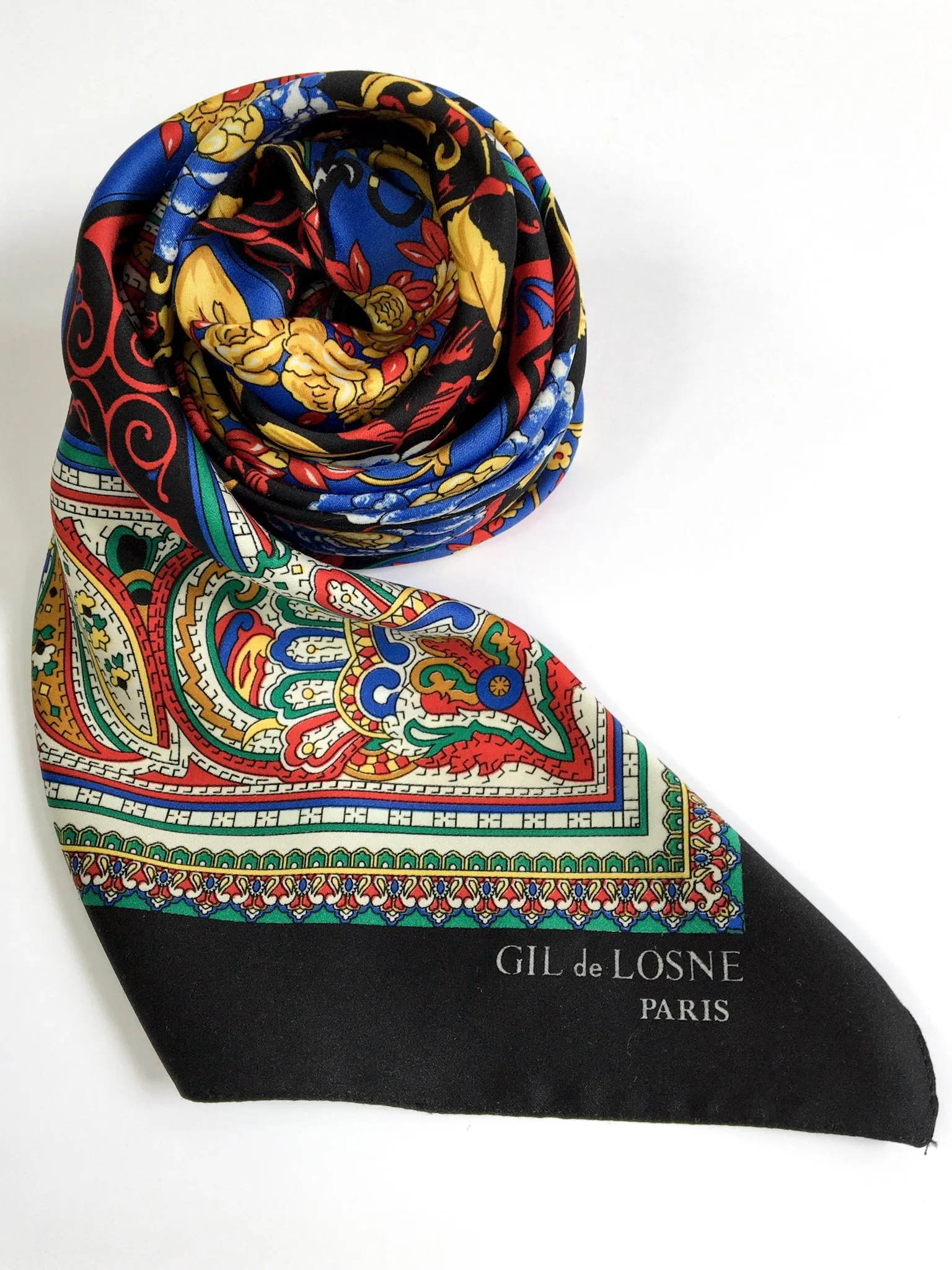 80s vintage large GIL de LOSNE PARIS classic scarf 💌 FREE SHIPPING