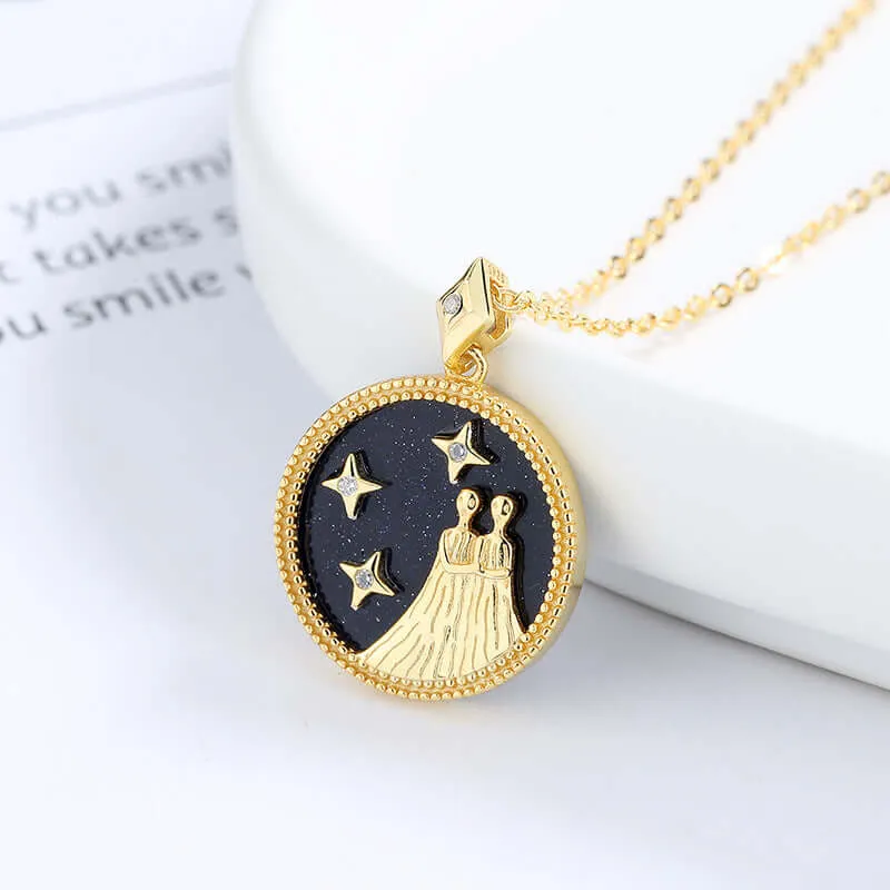 925 Silver Blue Sand Lucky Gemini Necklace