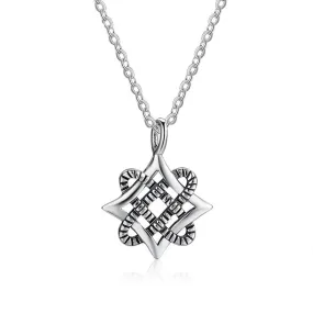 925 Sterling Silver Vintage Art Design Pendant Necklace, Fashion Party