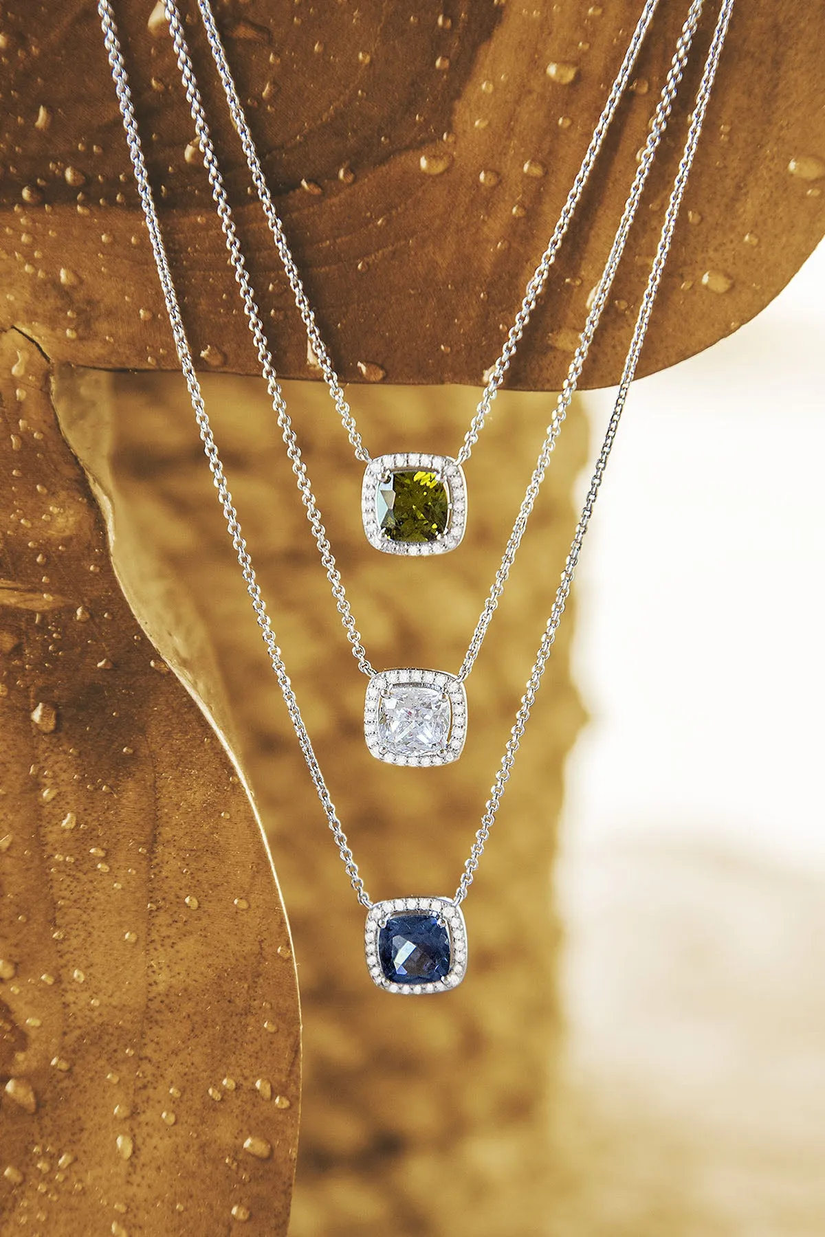 Adjustable Necklace with Khaki Square Stone